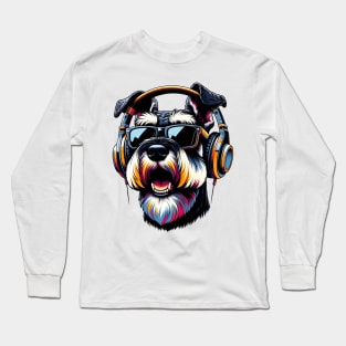 Giant Schnauzer Smiling DJ with Energetic Rhythm Long Sleeve T-Shirt